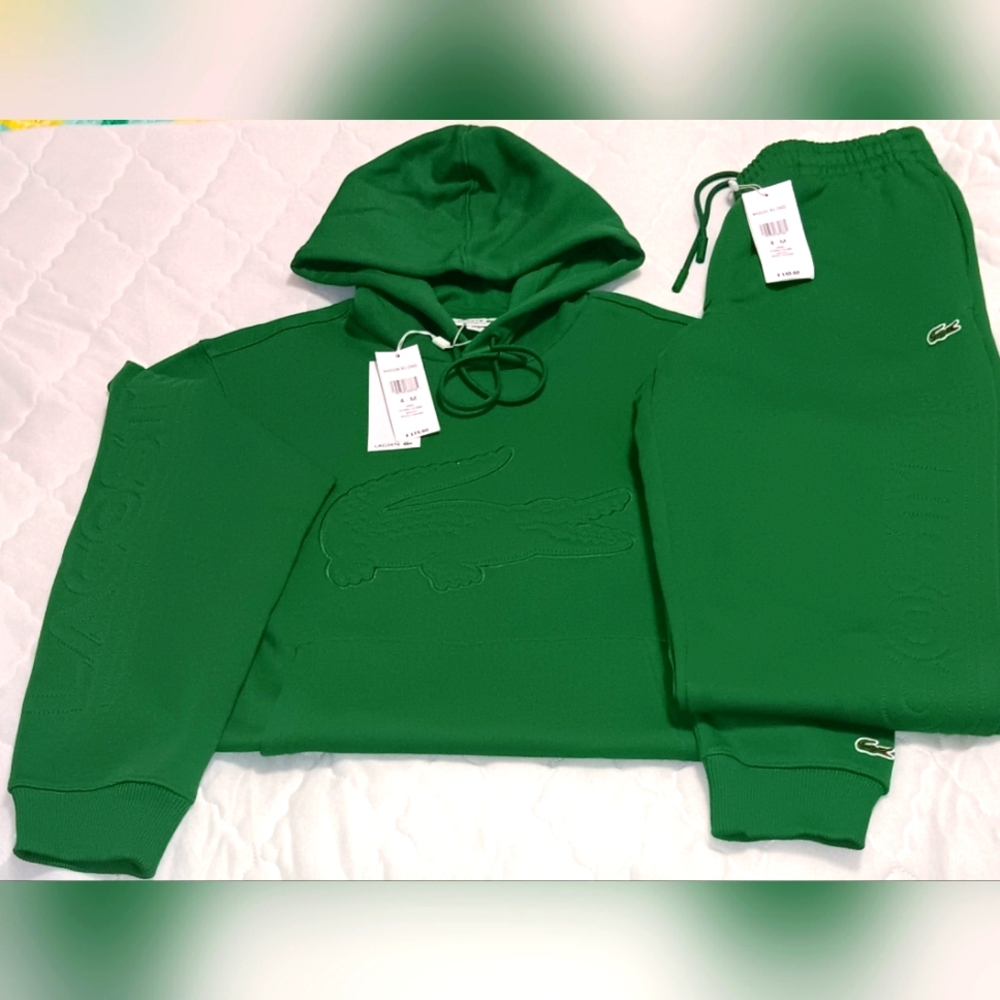 Lacoste Unisex Fleece Sweatsuit Green-Size(Medium)-NWT- $325
